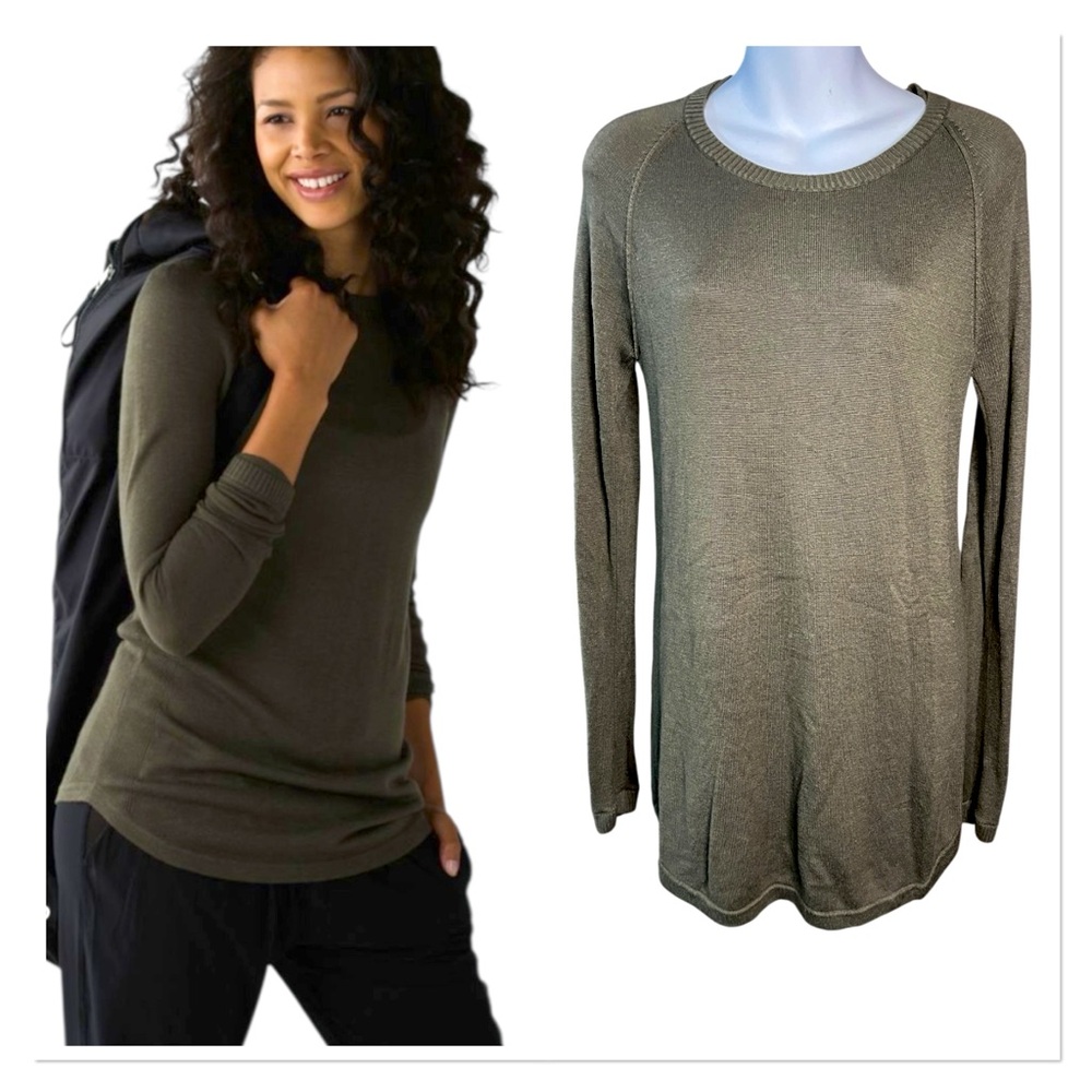 Lululemon Sunshine Coast Cashmere Tencel Blend Green Long Sleeve Knit Top